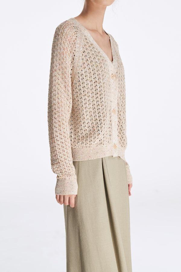 Laurèl Laurèl Sequined Knit Cardigan Orange