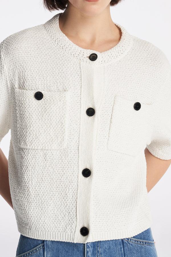 Laurèl Laurèl Short Knit Cardigan White