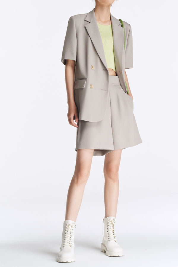 Laurèl Laurèl Short-Sleeve Blazer Gray