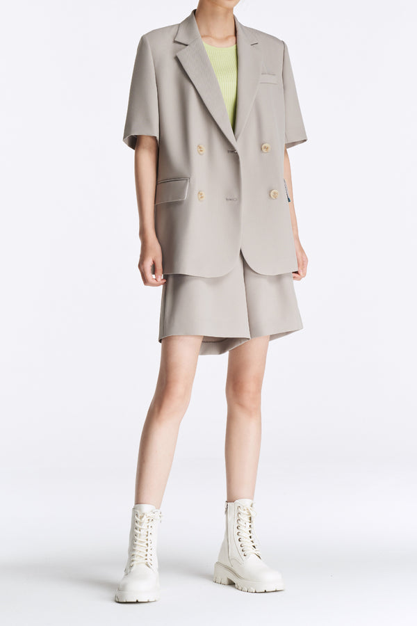 Laurèl Laurèl Short-Sleeve Blazer Gray