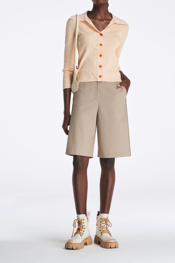 laurèl Laurèl Straight-Leg Shorts Brown