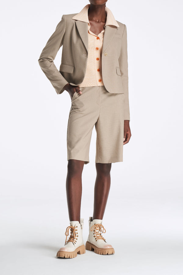 laurèl Laurèl Subtle Striped Blazer Brown