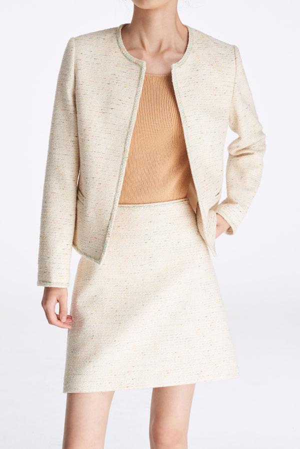Laurèl Laurèl Tailored Short Jacket Ivory Gold