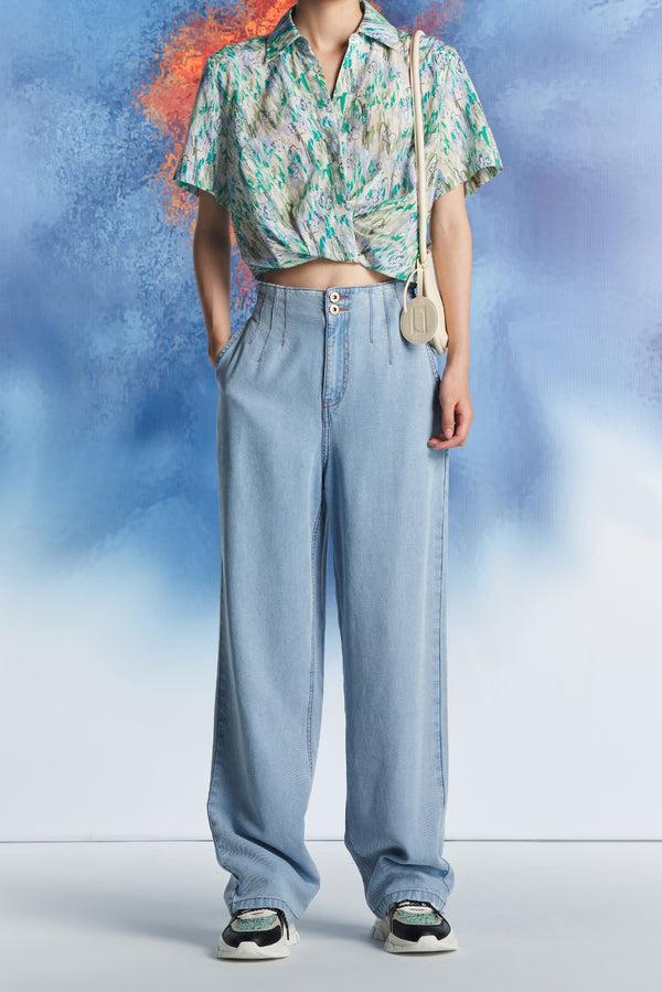 laurèl Laurèl Tencel Straight-Leg Jeans Denim Blue