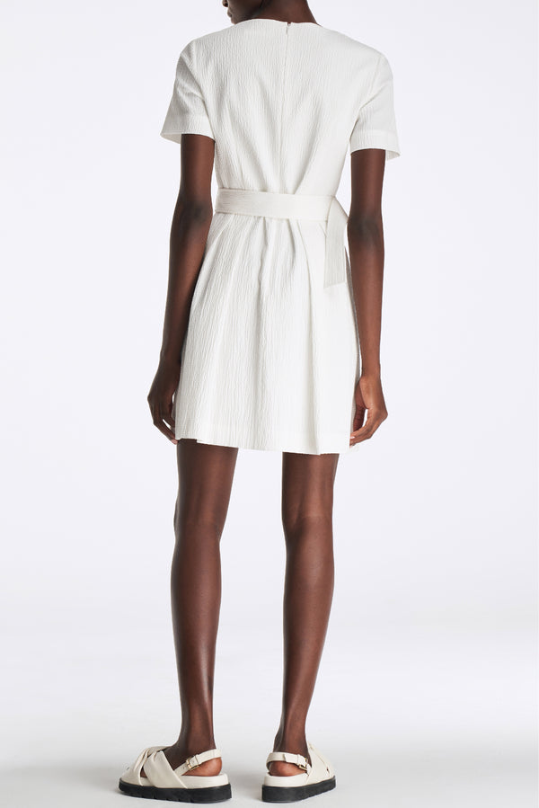 Laurèl Laurèl Textured Short Sleeve Dress White