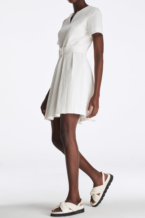 Laurèl Laurèl Textured Short Sleeve Dress White