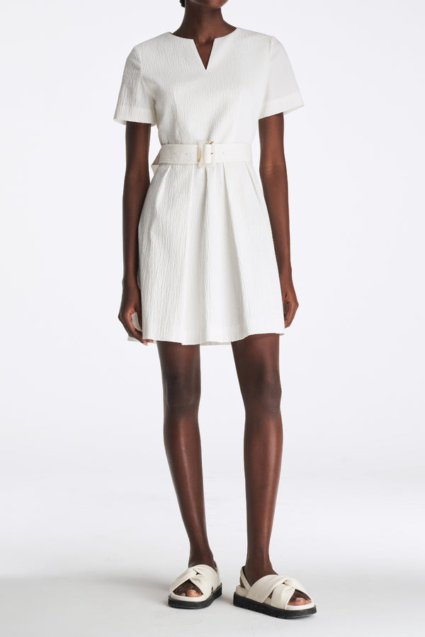 laurèl Laurèl Textured Short Sleeve Dress White
