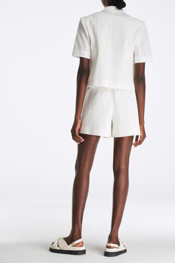 Laurèl Laurèl Textured Short Sleeve Suit White