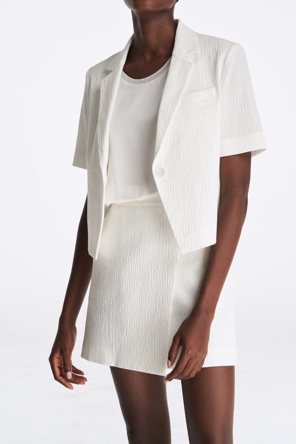 Laurèl Laurèl Textured Short Sleeve Suit White