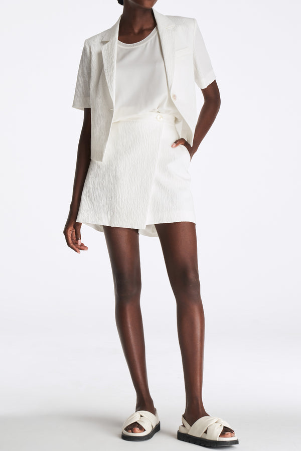 laurèl Laurèl Textured Short Sleeve Suit White
