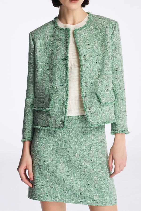 Laurèl Laurèl Tweed A-Line Skirt Green