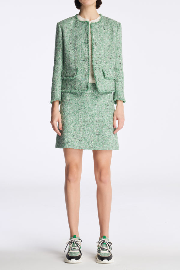 laurèl Laurèl Tweed A-Line Skirt Green