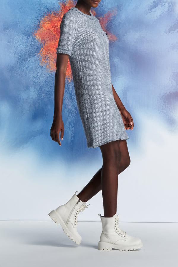 Laurèl Laurèl Tweed Texture Knit Dress Denim Blue
