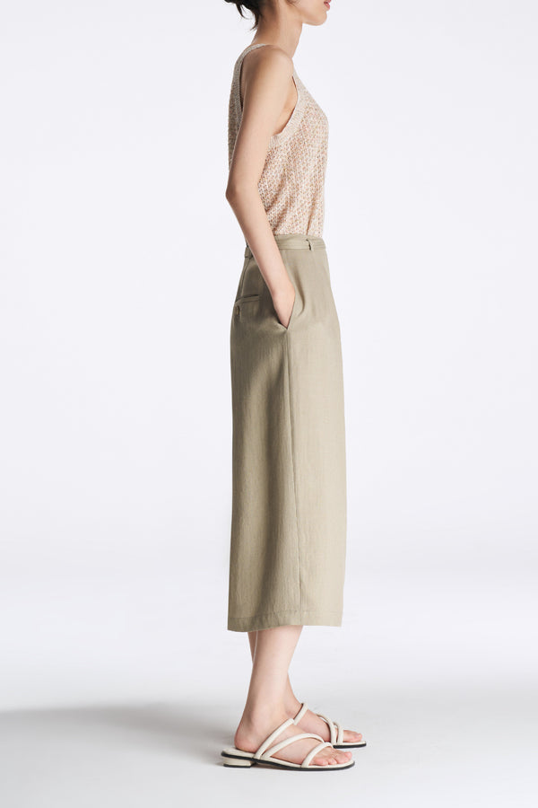 Laurèl Laurèl Waist-Tied Acetate Midi Skirt Green