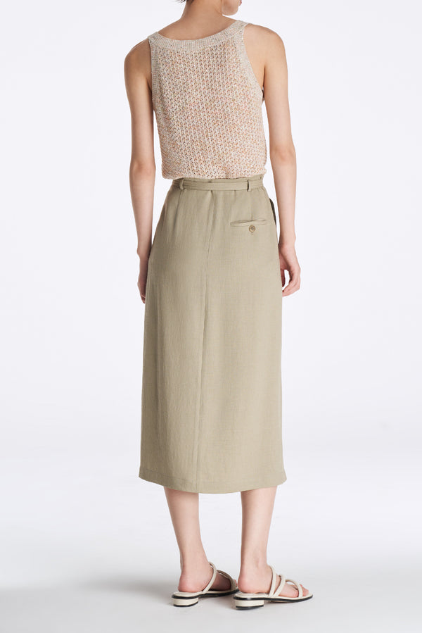 Laurèl Laurèl Waist-Tied Acetate Midi Skirt Green