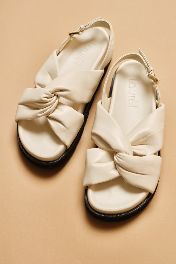 Laurèl Laurèl White Knot Sandals Ivory White