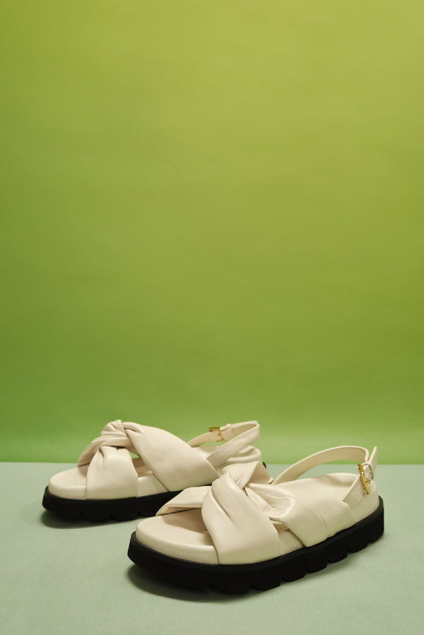 laurèl Laurèl White Knot Sandals Ivory White