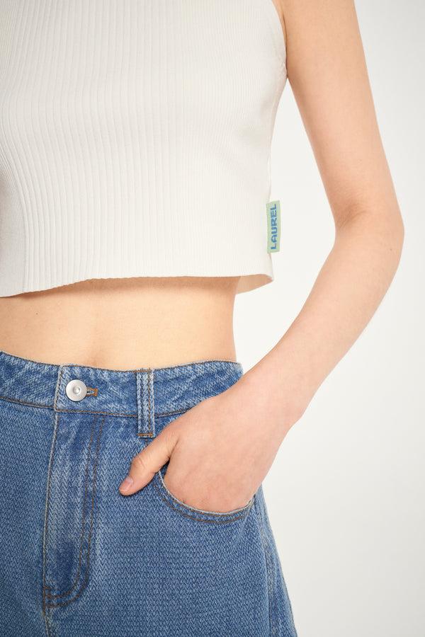 Laurèl Laurèl White Short Knit Tank White