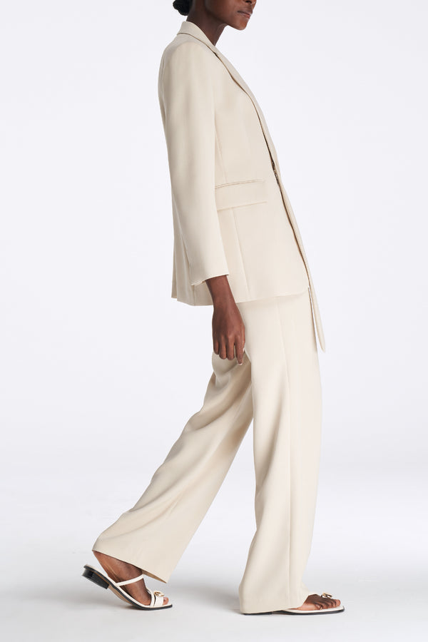 Laurèl Laurèl White Silk Straight-Leg Pants White
