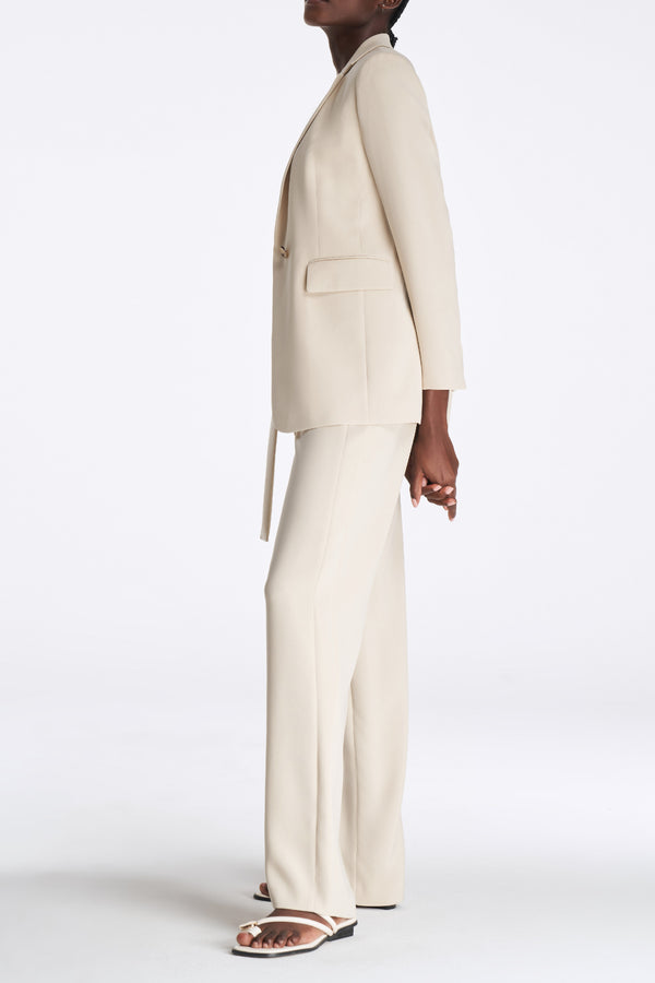 Laurèl Laurèl White Silk Straight-Leg Pants White
