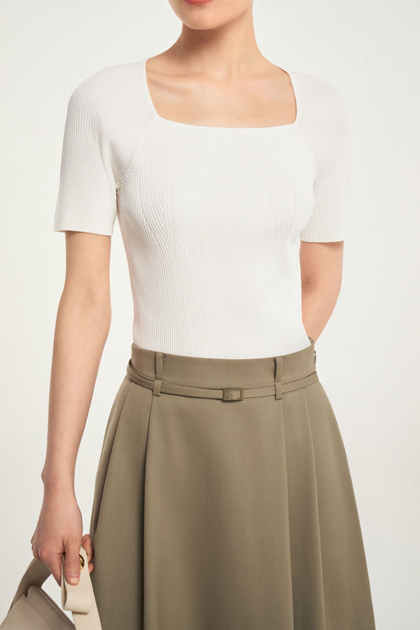 Laurèl Laurèl White U-Neck Knit Top White