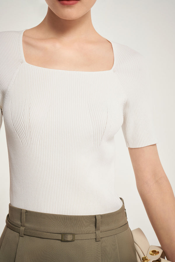 Laurèl Laurèl White U-Neck Knit Top White