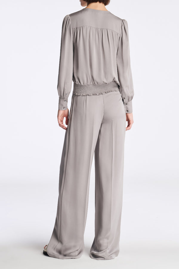 Laurèl Laurèl Wide-Leg Silk Pants Gray