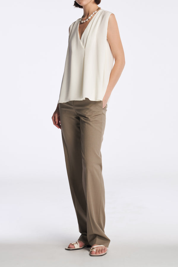 Laurèl Laurèl Wool Straight-Leg Pants Gray