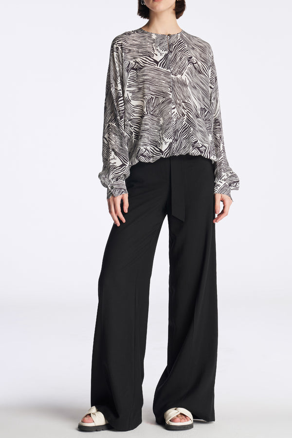 laurèl Laurèl Wool Wide-Leg Pants Black