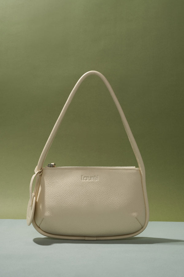 Laurèl Laurèl Leather Minimalist Underarm Bag Ivory White