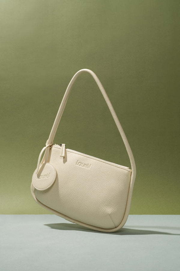 laurèl Laurèl Leather Minimalist Underarm Bag Ivory White