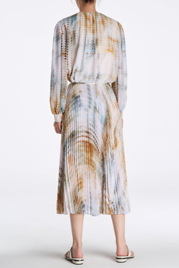 Laurèl Laurèl Luminous Gradient Print Pleated Skirt Blurry Gradient Pattern