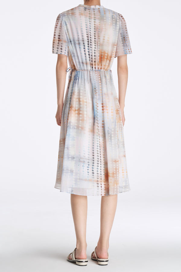 Laurèl Laurèl Luminous Gradient Short Sleeve Midi Dress Blurry Gradient Pattern