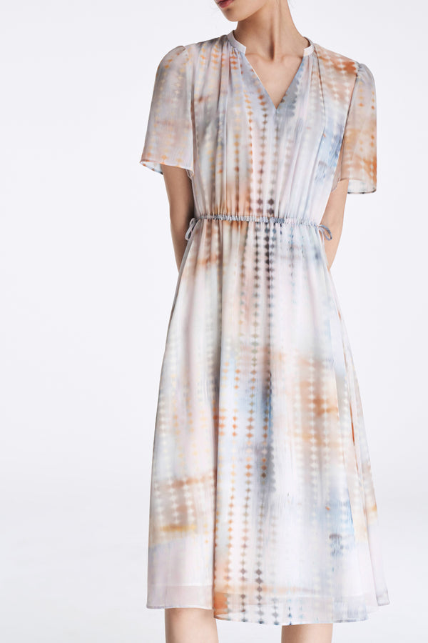 Laurèl Laurèl Luminous Gradient Short Sleeve Midi Dress Blurry Gradient Pattern