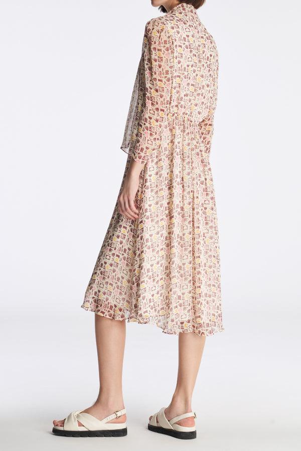 Laurèl Laurèl Memphis Style Pattern Flutter Tie Neck Dress Memphis-style Pattern