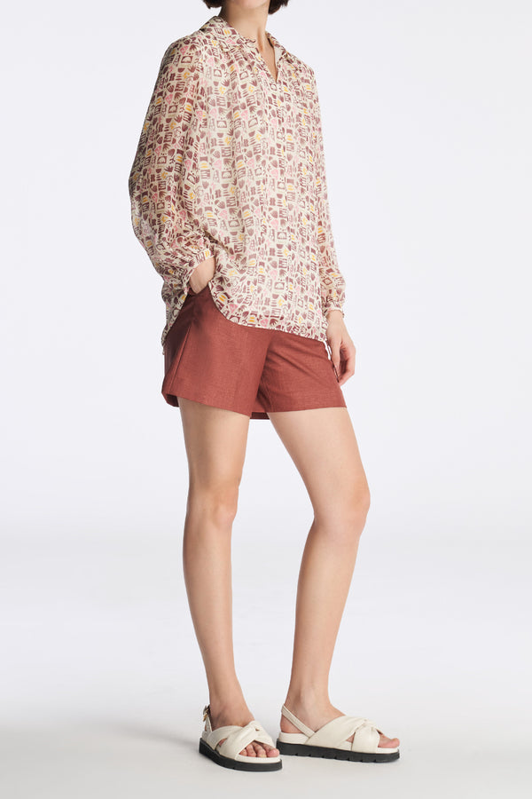 Laurèl Laurèl Memphis Style Pattern Puff Sleeve Blouse Memphis-style Pattern