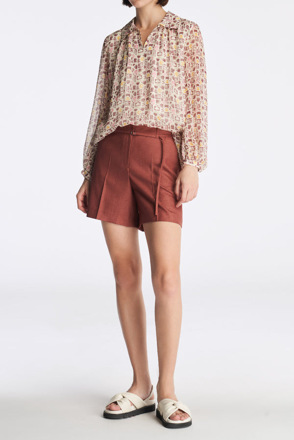 Laurèl Laurèl Memphis Style Pattern Puff Sleeve Blouse Memphis-style Pattern