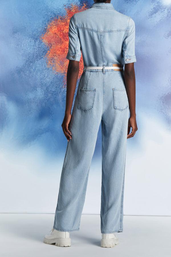 Laurèl Laurèl Minimalist Denim Blue Jumpsuit Light Blue