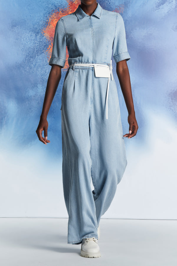 Laurèl Laurèl Minimalist Denim Blue Jumpsuit Light Blue
