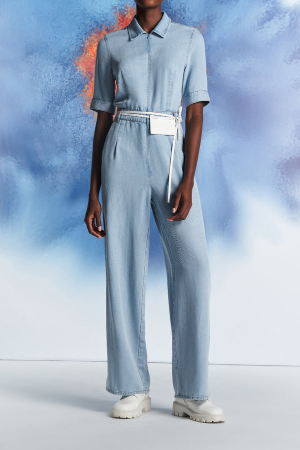 laurèl Laurèl Minimalist Denim Blue Jumpsuit Light Blue