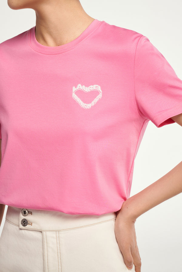 Laurèl Laurèl Offset-Printed Logo Heart Short-Sleeve T-shirt Rose Pink