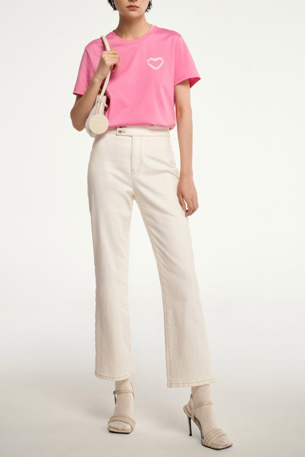 laurèl Laurèl Offset-Printed Logo Heart Short-Sleeve T-shirt Rose Pink