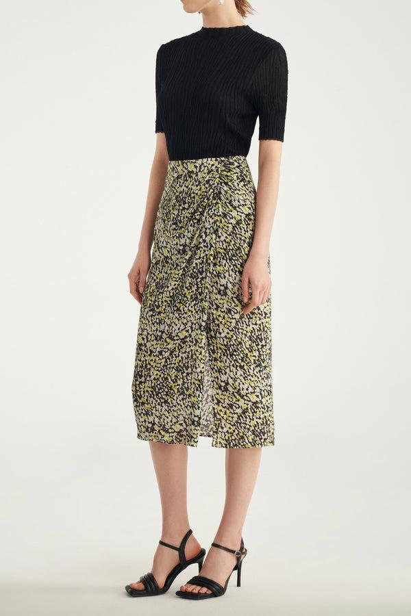 Laurèl Laurèl Optical Illusion Art Print Skirt With Gather Detail Art Print