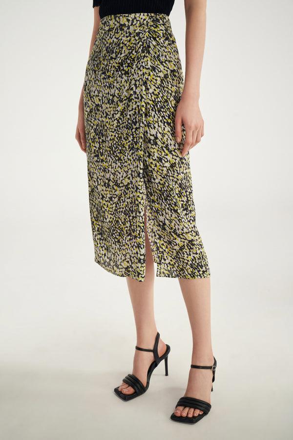 Laurèl Laurèl Optical Illusion Art Print Skirt With Gather Detail Art Print