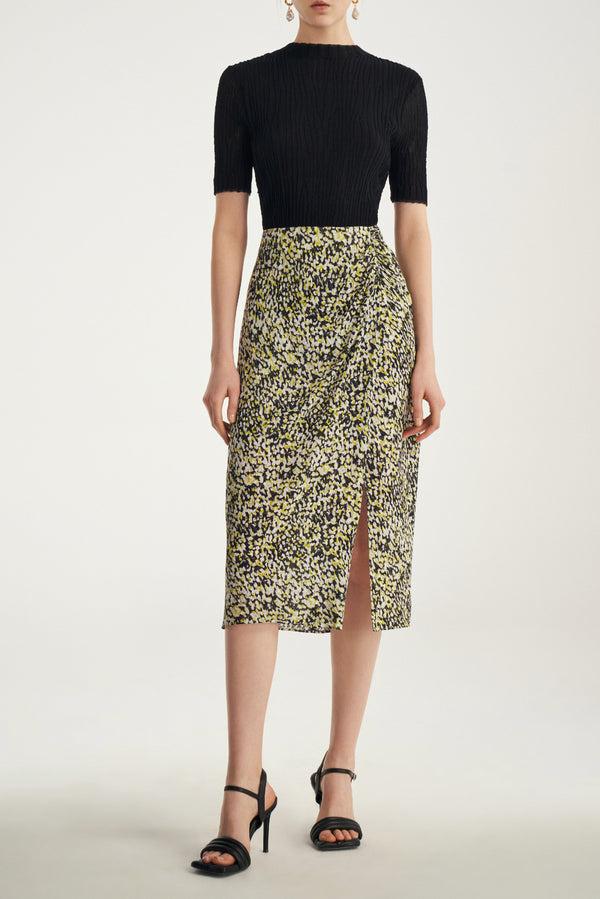 laurèl Laurèl Optical Illusion Art Print Skirt With Gather Detail Art Print
