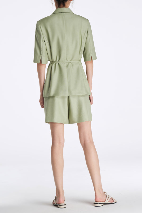 Laurèl Laurèl Sage Green Short-Sleeve Blazer Sage Green