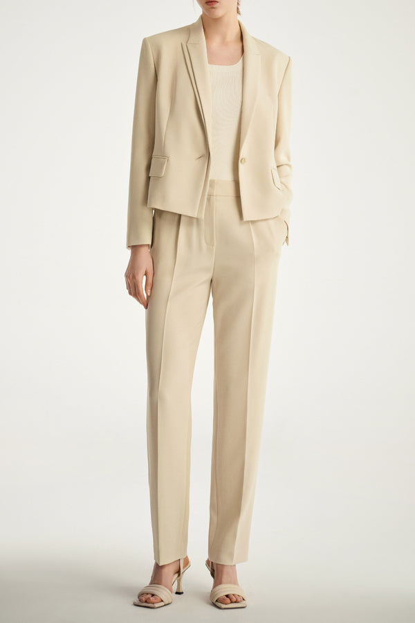 laurèl Laurèl Short-Length Blazer With A Double-Layered Collar Honey Jade