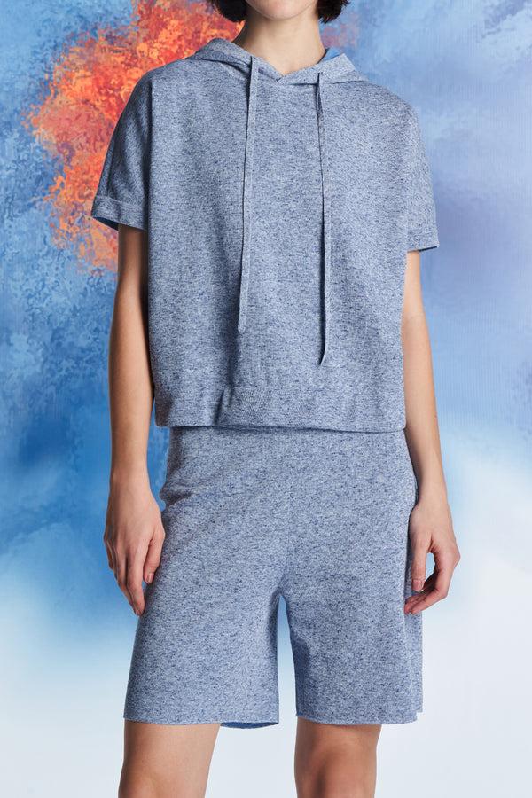 Laurèl Laurèl Sky Blue Bermuda Knit Shorts Light Blue