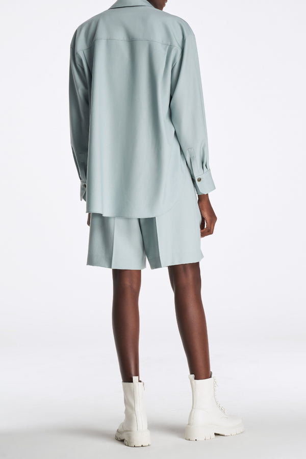 Laurèl Laurèl Sky Blue Wool Knee-Length Shorts Sky Blue
