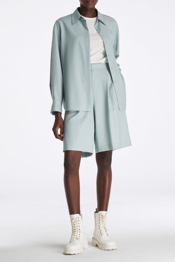 laurèl Laurèl Sky Blue Wool Knee-Length Shorts Sky Blue